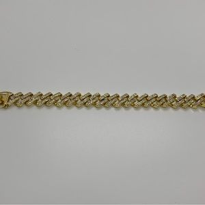 14k Gold Plated Cuban Prong Link Bracelet 13mm 8” Premium Bracelet Box Clasp